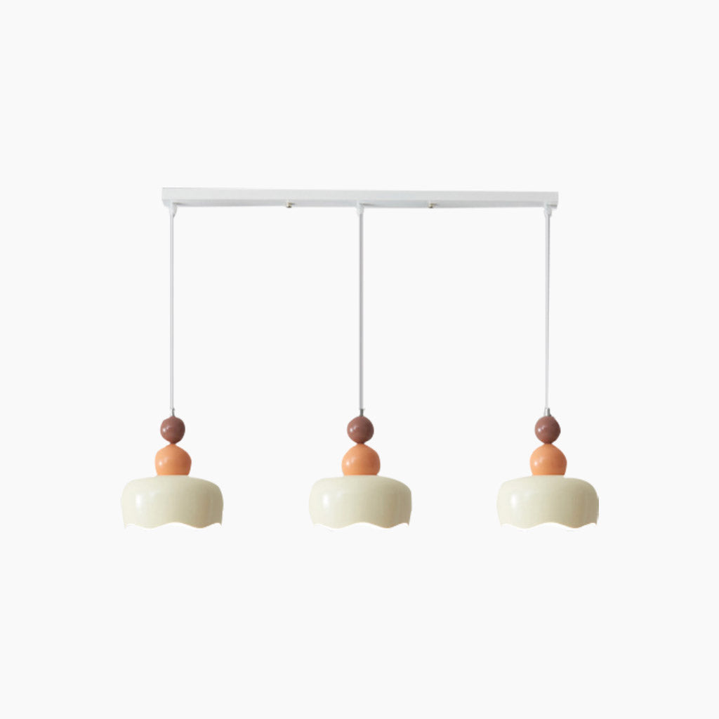 Cream Ambient Metal Pendant Light 3 Heads