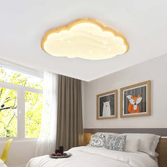Cream Cloud Starry Sky Wood Acrylic Ceiling Light Bedroom