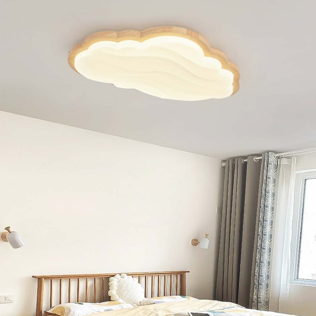 Cream Cloud Starry Sky Wood Acrylic Ceiling Light Kids