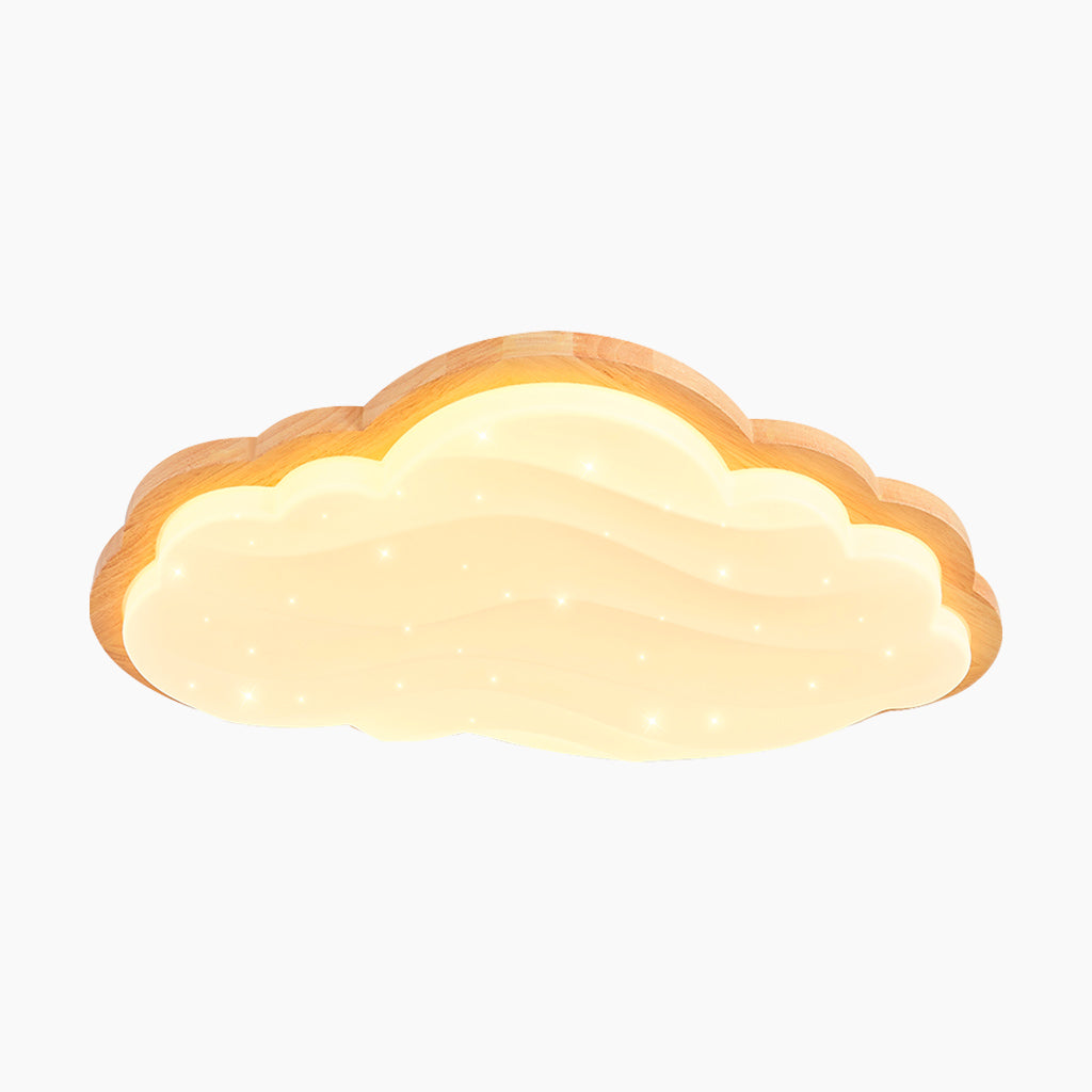 Cream Cloud Starry Sky Wood Acrylic Ceiling Light Main