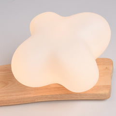 Cream Wooden Glass Blossom Flush Mount Ceiling Light Detail Shade