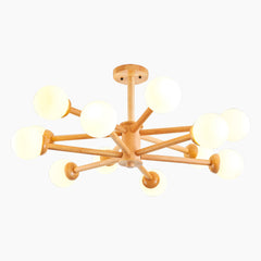 Creative Sphere Wood Sputnik Chandelier 12 Light