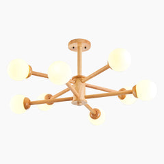 Creative Sphere Wood Sputnik Chandelier 8 Light