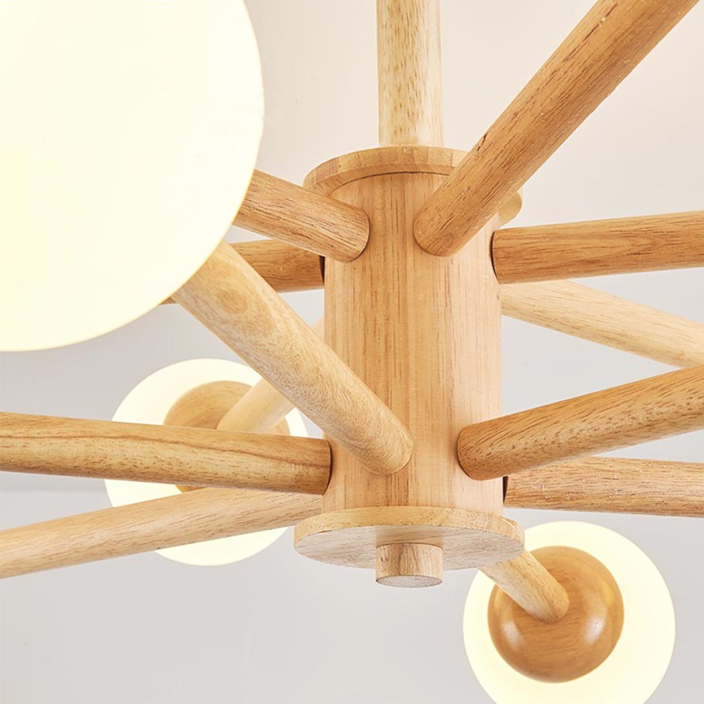 Creative Sphere Wood Sputnik Chandelier Branch