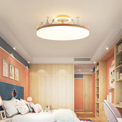 Creative Wood Acrylic Chandelier Ceiling Light Kids Bedroom Crown