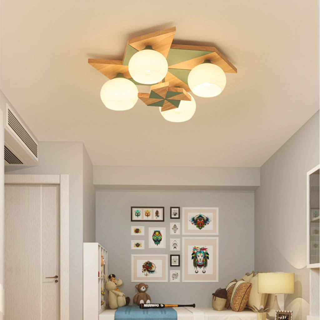 Creative Wood Flush Mount Ceiling Light A Bedroom Green