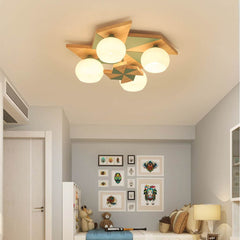 Creative Wood Flush Mount Ceiling Light A Bedroom Green