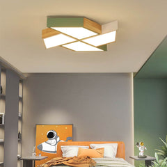 Creative Wood Flush Mount Ceiling Light B Bedroom Green