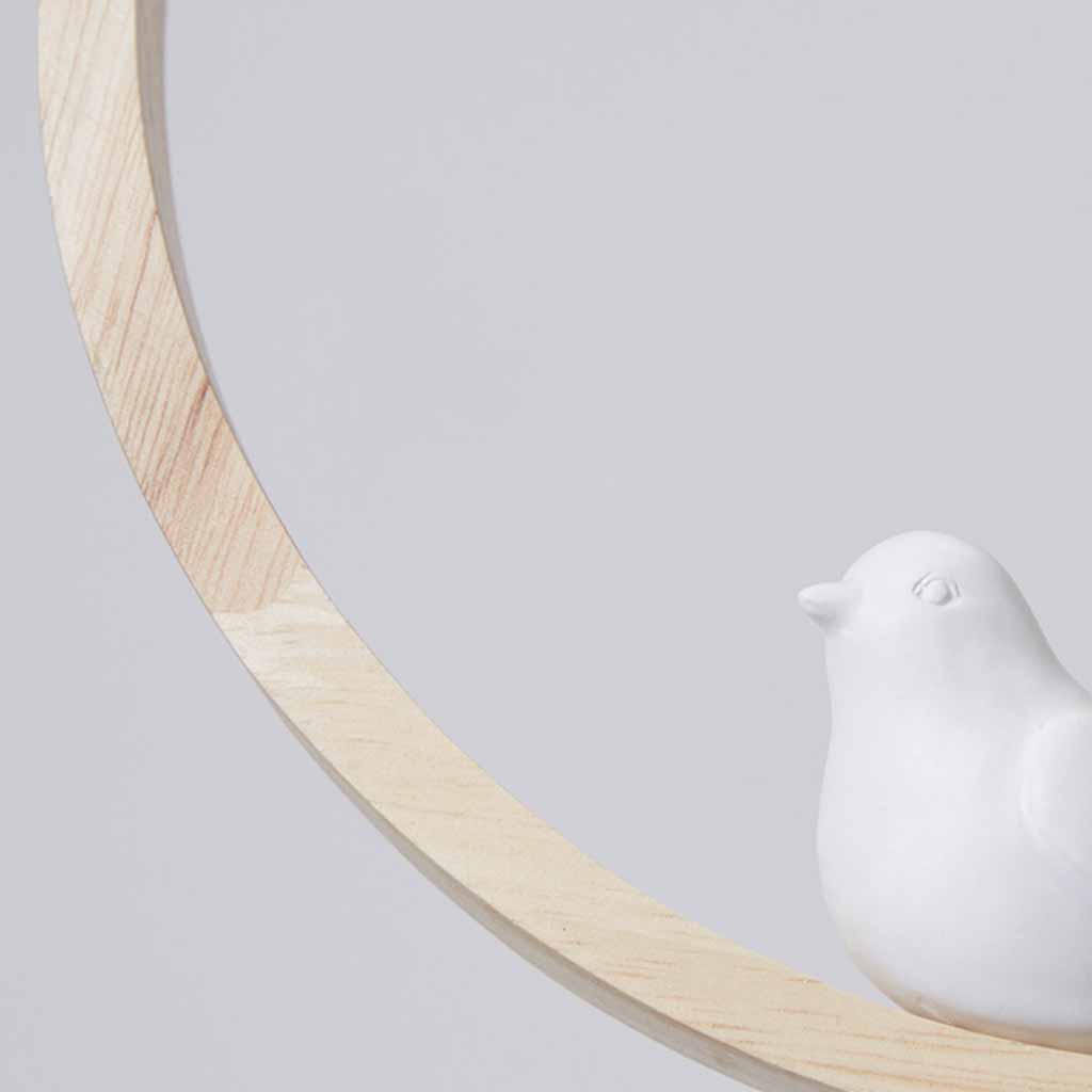 Creative Wood Glass Ring Bird Pendant Light Detail Bird