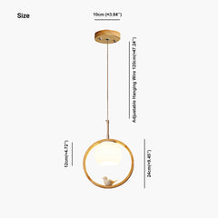 Ceiling Light Wood Pendant Light Creative Ring Bird