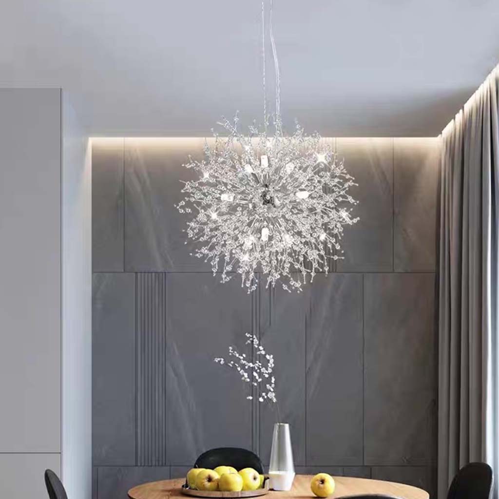 Kroonluchter Glamorous Paardenbloem Kristal, Goud/Zilver