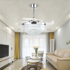 Crystal Chrome Ceiling Fan Light Living Room