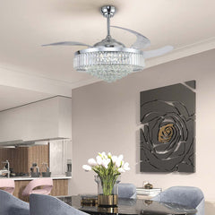 Crystal Chrome Ceiling Fan Light Room