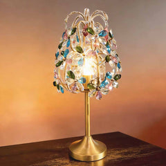 Kristallblumen-Tischlampe mit Messinglampenkörper