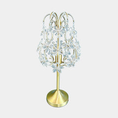 Kristallblumen-Tischlampe mit Messinglampenkörper
