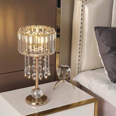 Crystal Round Tassel Table Lamp Gold Bedroom