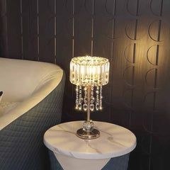 Crystal Round Tassel Table Lamp Gold Living Room