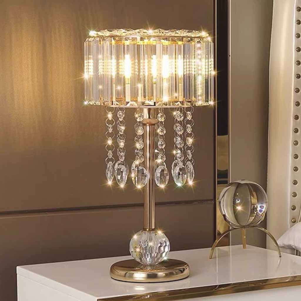 Crystal Round Tassel Table Lamp Gold Room