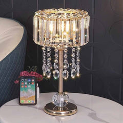 Crystal Round Tassel Table Lamp Gold Sitting Room