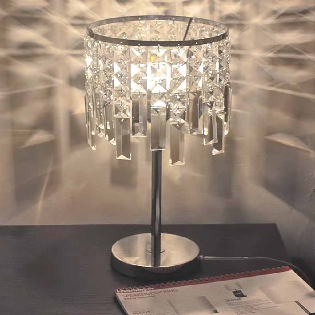 Crystal Waterfall Table Lamp Chrome Study Room