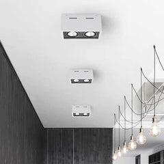 Luz de techo de montaje de lavado LED de cubo con focos, negro / blanco