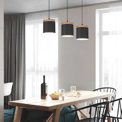 Cylinder Pendant Ceiling Light 3 Linear Black Dining Room