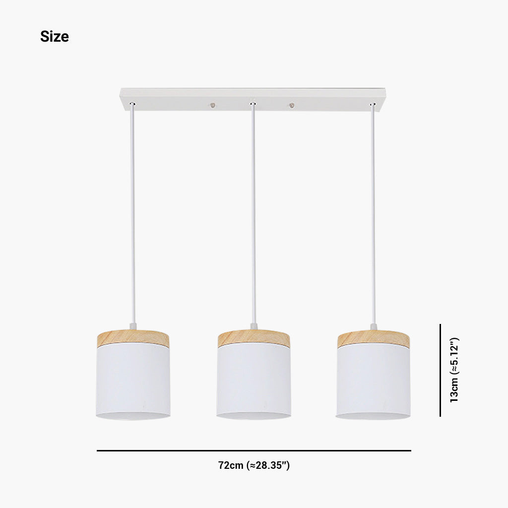Cylinder Pendant Ceiling Light 3 Linear Size