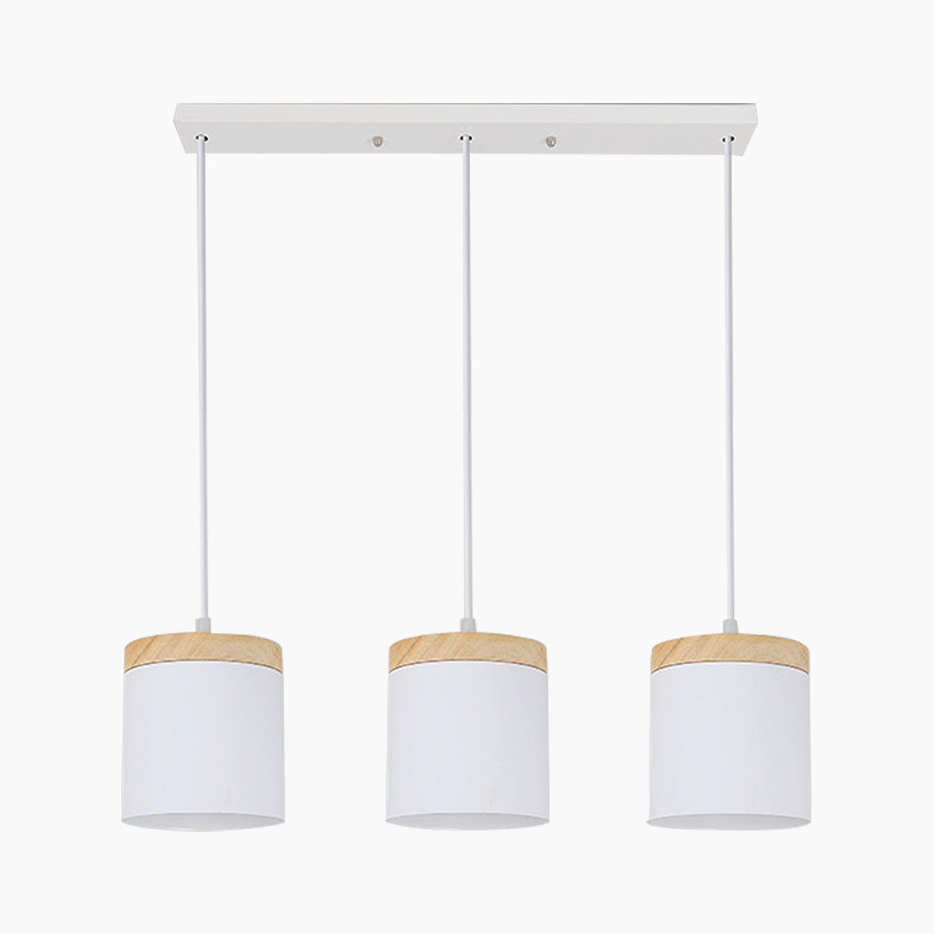 Cylinder Pendant Ceiling Light 3 Linear White
