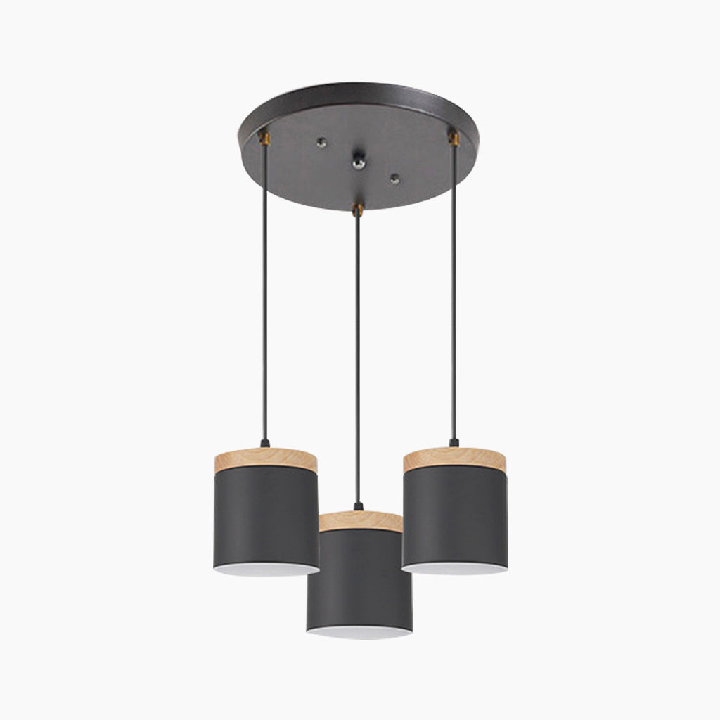 Cylinder Pendant Ceiling Light 3 Round White