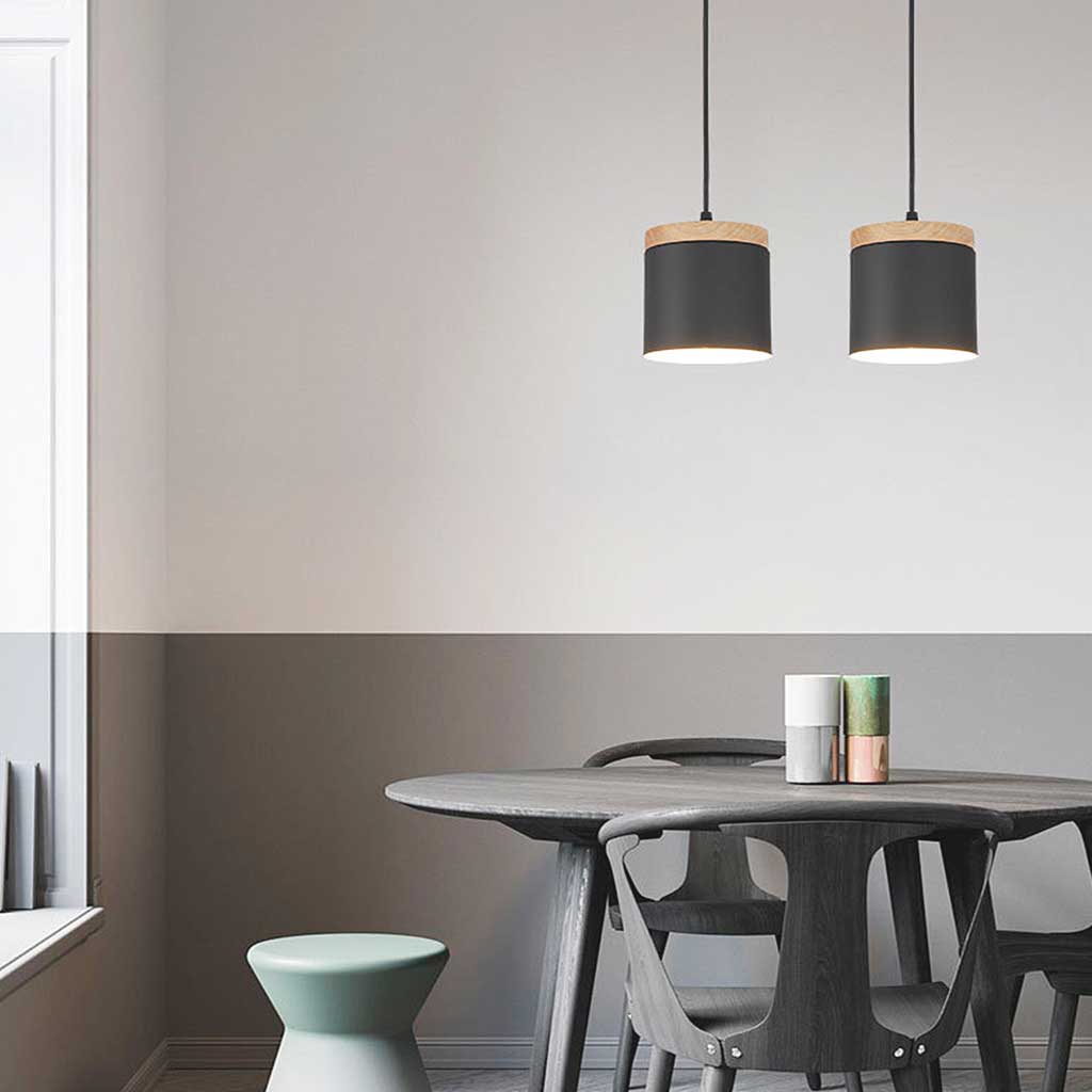 Cylinder Pendant Ceiling Light Black Dining Room