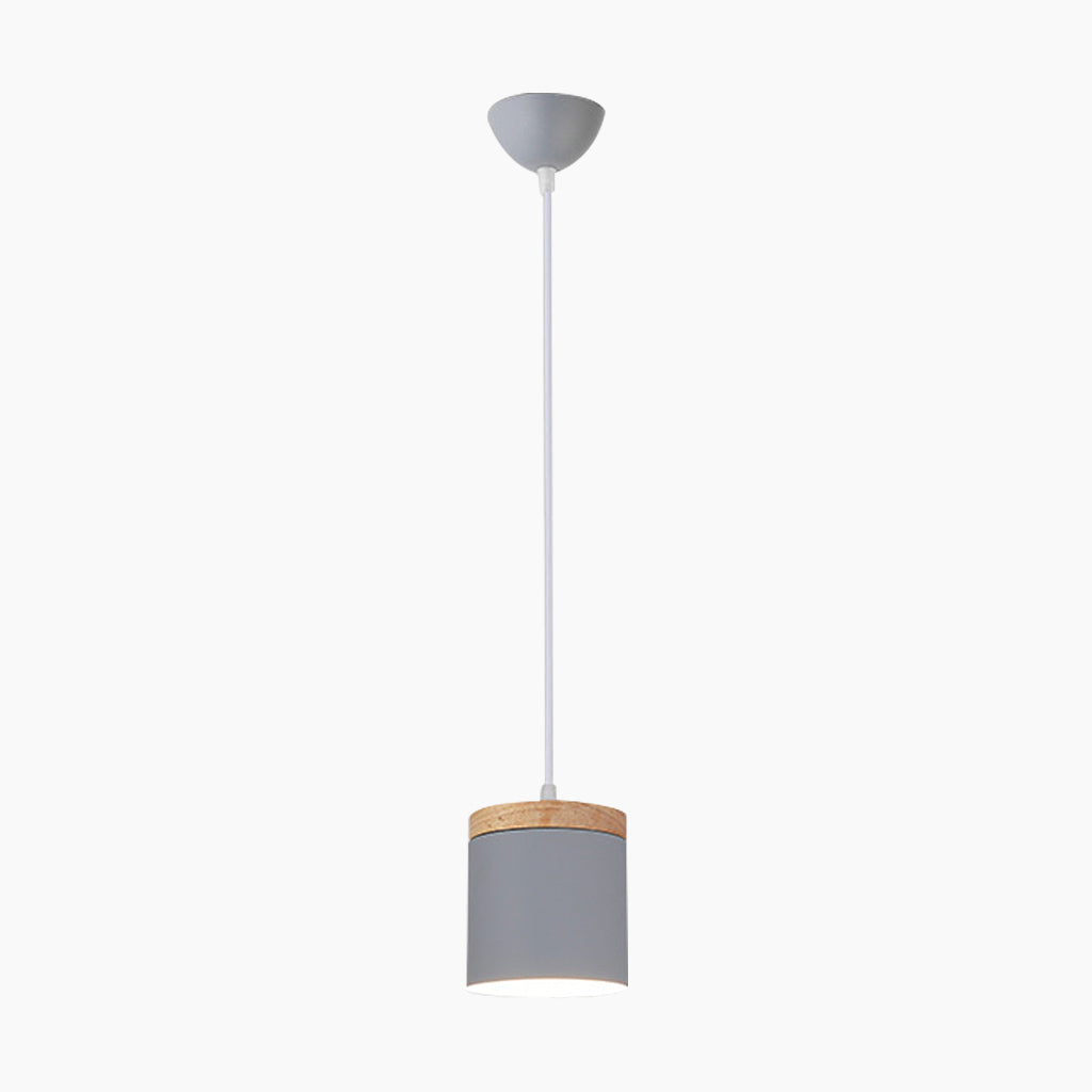 Cilinder pendelplafondlamp grijs