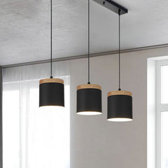 Cylinder Pendant Ceiling Light 3 Linear Black