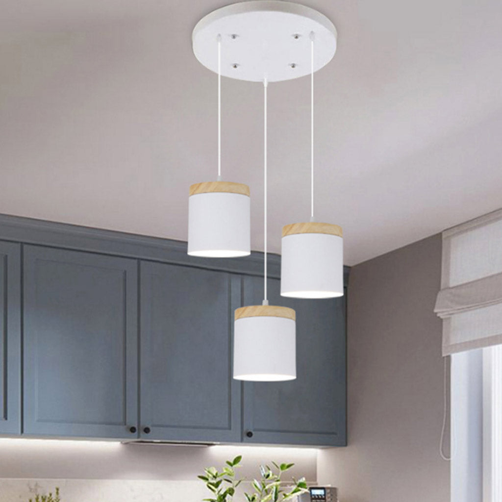 Cylinder Pendant Ceiling Light Round White