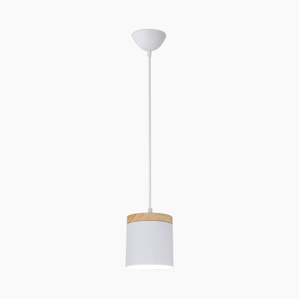 Cilinder hangende plafondlamp wit