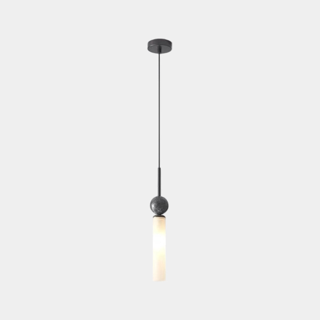 Lampe à Suspension Cylindre Globe en Marbre Verticale