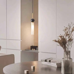 Lampe à Suspension Cylindre Globe en Marbre Verticale