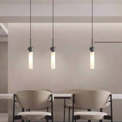 Lampe à Suspension Cylindre Globe en Marbre Verticale