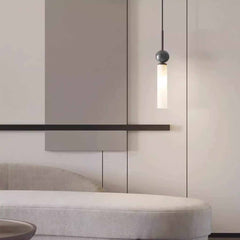 Lampe à Suspension Cylindre Globe en Marbre Verticale