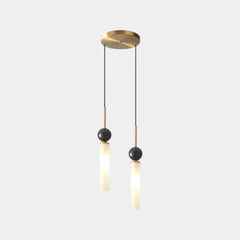 Lampe à Suspension Cylindre Globe en Marbre Verticale