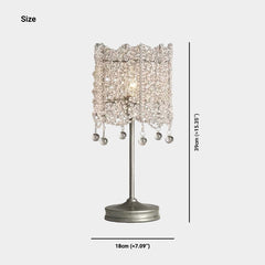 Cylindrical Crystal Beaded Table Lamp, Silver