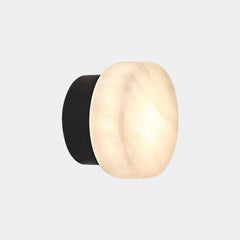 Applique Murale Cylindrique Marbre Albâtre, Noir/Or
