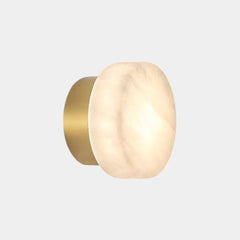 Applique Murale Cylindrique Marbre Albâtre, Noir/Or