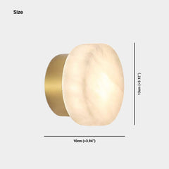 Applique Murale Cylindrique Marbre Albâtre, Noir/Or