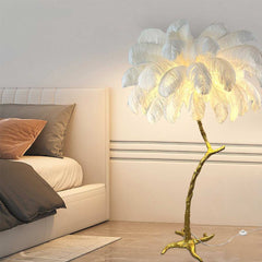 Ostrich Feather Floor Lamp Decorative Tree Shaped, Resin