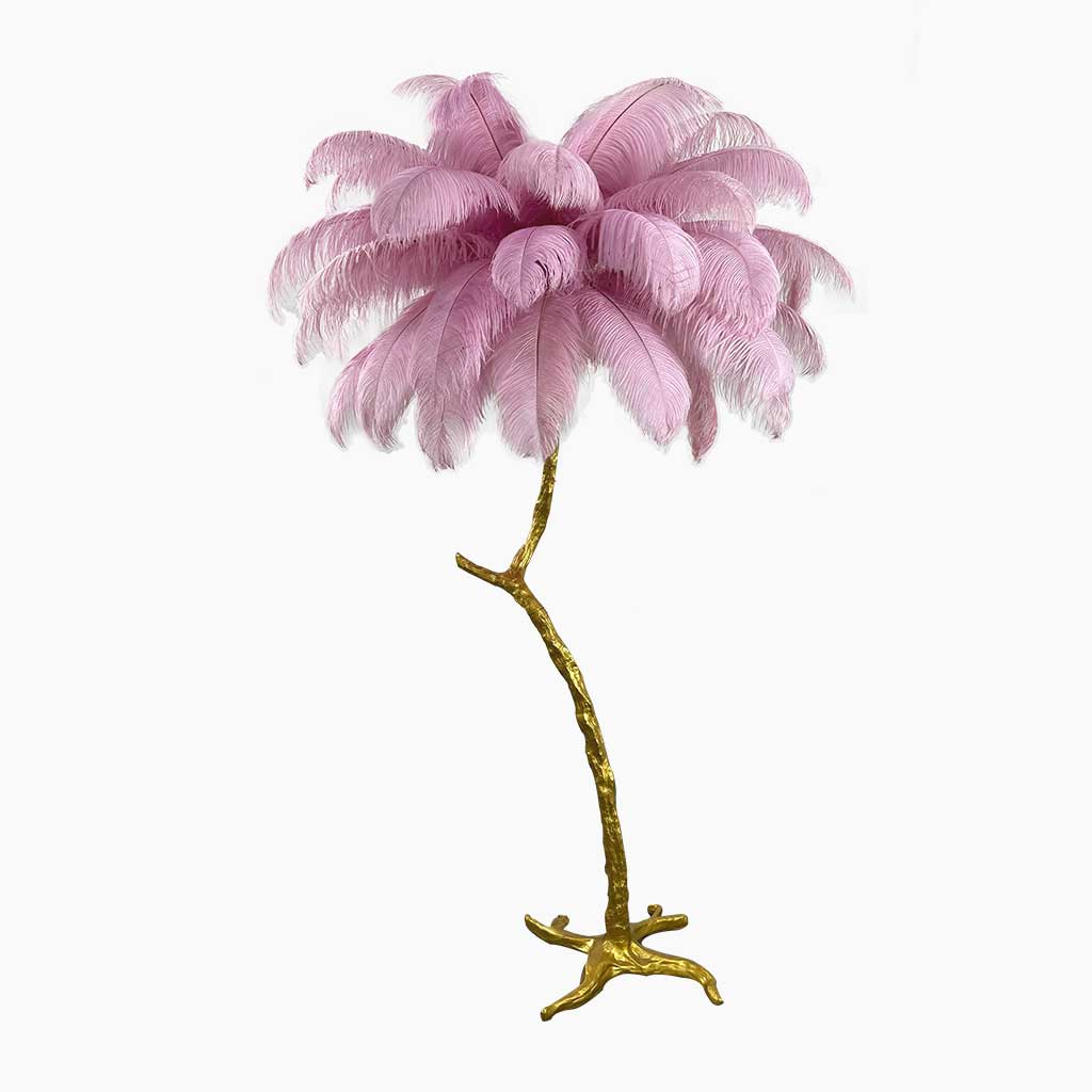 Lampada da pavimento di struzzo a forma di albero decorativo a forma di albero, resina