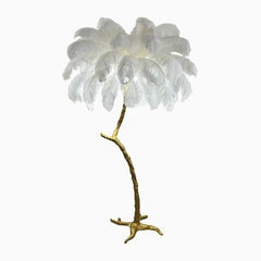 Ostrich Feather Floor Lamp Decorative Tree Shaped, Resin