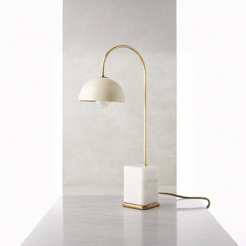 Desk Table Lamp Minimalist Metal Marble Arc Dome White Room