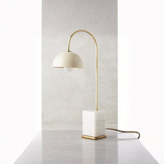 Desk Table Lamp Minimalist Metal Marble Arc Dome White Room