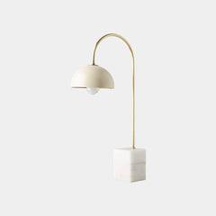 Desk Table Lamp Minimalist Metal Marble Arc Dome White