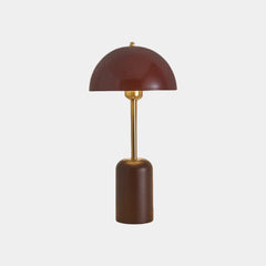 Kuppelschirm-Tischlampe mit Retro-Holzsockel